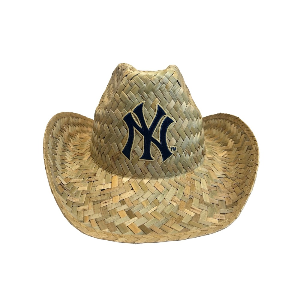 MLB New York Yankees Budweiser Woven Straw Cowboy Hat Tan Sz OS